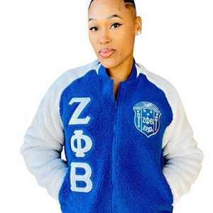 Veste bomber en sherpa Zeta Phi Beta pour femme, veste zippée en polaire, manteau chaud d'hiver, tenue décontractée élégante de la sororité grecque - Product Image 6