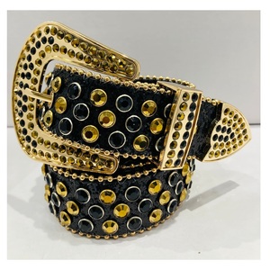 Ceinture Western Cowgirl Bling Rhinestones Ceinture cloutée de qualité pour femme Ceinture western en cuir personnalisée avec strass - Product Image 1