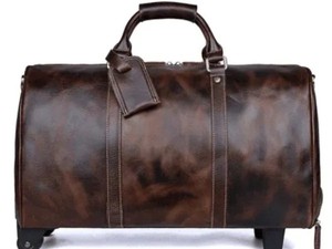 Sac de voyage vintage en cuir véritable de qualité supérieure, pliable, grande capacité, durable, léger, pour week-end - Product Image 2