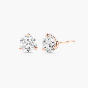 2 Carat Round Lab Grown Diamond Solitaire Stud <b>Earrings</b> 14K 18K Solid Gold 3 Prong Minimalist Everyday Wear Elegant Luxury Studs - Product Image 5