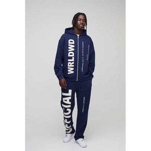 Survêtements personnalisés amples pour hommes, ensemble sweat à capuche zippé et pantalon de survêtement en molleton technique 400 GSM, fabriqués au Pakistan - Product Image 1