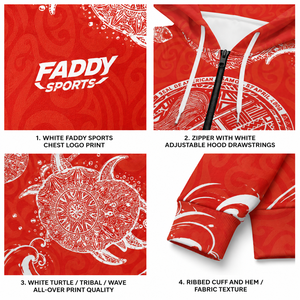 Nouvelle Arrivée 2026 – Sweat à Capuche Entièrement Zippé Personnalisé à Motif Polynésien – Vente en Gros OEM ODM – Polaire Respirant Imprimé Tortue Tribale – Vêtements de Sport - Product Image 4
