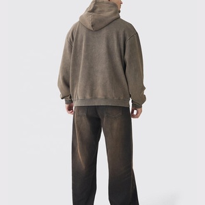 Venta al por mayor de los hombres Vintage Acid Wash Sun Faded Sudadera con capucha desgastada 100% algodón Streetwear Heavyweight French Terry Blank Oversized - Product Image 3