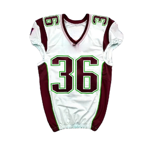 IMPROVEMENTS SPORTS <b>Mens</b> American Football Jersey <b>White</b> Maroon Green 36 V-Neck Sleeveless Mesh Plus Size Moisture Wicking - Product Image 1