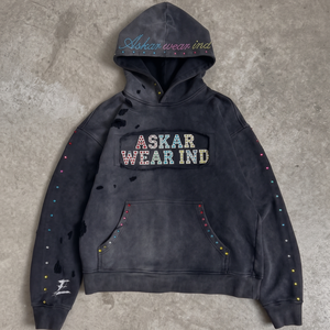 เสื้อฮู้ดดี้ผ้าฝ้ายแท้ 100% ทรงโอเวอร์ไซส์ ตกแต่งด้วยคริสตัล  ระบายอากาศได้ดี แห้งเร็ว ให้ความสบายสูงสุด สีซีดแบบซันเฟด ทรงครอป - Product Image 1