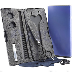 Ciseaux de coiffure professionnels en acier inoxydable noir avec vis de tension réglable et anneaux de repose-doigts - Product Image 4