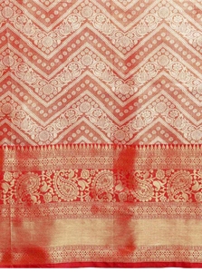 KV <b>Red</b> Brocade Heavy Zari Woven <b>Saree</b> With Unstitched Blouse - Product Image 4