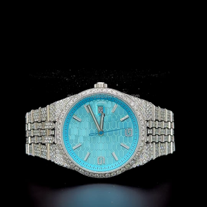 Premium Quality Diamond <b>tester</b> Certified Moissanite white <b>Gold</b> honeycomb sky blue dial watch VVS moissanite Diamond Watch - Product Image 1