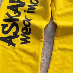 Pantalon de survêtement jaune ASKAR pour homme, taille élastique avec cordon de serrage, imprimé lettres, décontracté, en coton, style automne - Product Image 4