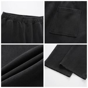 Pantalon de jogging ample délavé pour homme, style vintage, en coton, taille élastique, avec cordon de serrage, coupe droite, décontracté, pour l'entraînement - Product Image 3