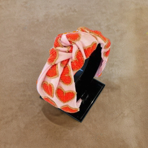 Serre-tête brodé cœur rose fait main, perles mignonnes, accessoire de cheveux tendance pour femmes et filles, cadeau Saint-Valentin - Product Image 3