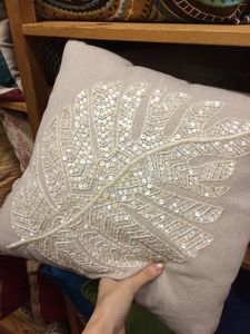 Beaded Poinsettia Flower Cushion Cover Decorative <b>Christmas</b> Floral <b>Throw</b> Pillow Case For Sofa Couch Living Room Home Decor - Product Image 5