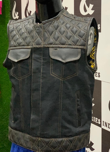 Gilet en cuir véritable de qualité supérieure les ailes de marche noir avec bouton couvert deux poches extérieures respirant pour l'hiver - Product Image 3