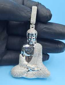 Pendentif Bouddha Glacé en Argent 925 Plaqué Or 18K Luxe Hip Hop Avalokitesvara Moissanite Personnalisée Rapper Bling Fête Hommes - Product Image 6