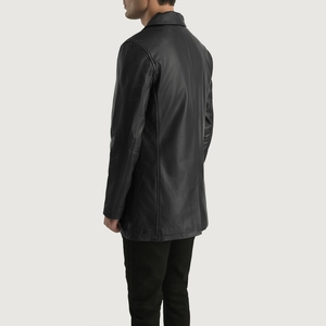 Abrigo de Cuero Genuino Color Negro Pizarra Urbano y Moderno para Hombre, Disponible a Precios de Mayoreo, Elegante, Personalizado OEM, Materiales de Alta Calidad - Product Image 2