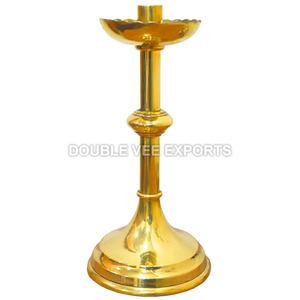 Candelabros para Altar |   Candelabro Clásico de Latón para Uso en Iglesias y Templos - DOUBLE VEE EXPORTS - Product Image 2