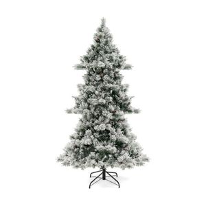 Albero di Natale Artificiale Premium in Abete Floccato da 2,1 m, Rami Pieghevoli, Aghi in PE/PVC, Luce Bianca Calda, Decorazione Moderna di Lusso per Interni - Product Image 1