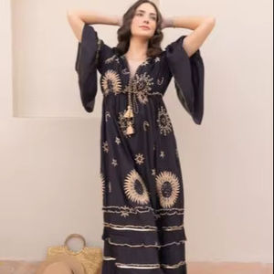 Vestido Largo de Verano para Mujer 2026, Sexy, con Cuello en V, Abertura en el Bajo, Transpirable, Estilo Bohemio Vintage, al Mejor Precio Siempre - Product Image 1