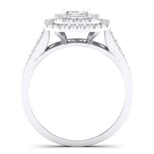 Anillo de compromiso REYES con halo de plata de ley 925, nuevo diseño, moissanita de corte radiante certificada GRA de 1.62 quilates, joyería fina para mujer - Product Image 4