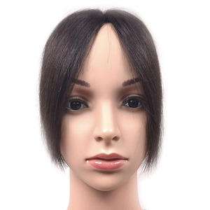 Cosmo Korea Premium Human Hair Wig (8x10)-7 Inch Silky Straight Soft Touch Natural Look Remy Hair <b>Medium</b> Length Lightweight Hair - Product Image 2