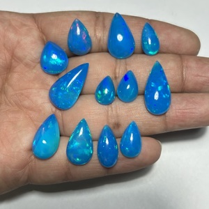 High Quality Ethiopian Opal Pryba Color Pear Cabochon Natural Blue Opal Genuine Multi Fire Opal Jewelry Making Calibrated Sizes - Product Image 5