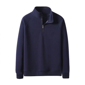 Nouveau style Sweat-shirt à demi-zip vierge personnalisable avec logo pour homme, en coton épais 100%, col montant, streetwear, pull à manches longues - Product Image 1