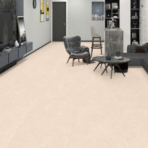 Baldosas de porcelana mate Luzira Crema de 600x1200 mm con textura de piedra, diseño minimalista para uso interior. - Product Image 1
