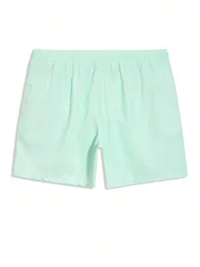 Short de plage pour homme vert menthe uni à taille élastiquée, séchage rapide, en polyester tissé, taille mi-haute, longueur courte - Product Image 2