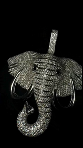 Colgantes y Dijes de Joyería Fina Personalizables Estilo Hip Hop, Colgante de Elefante con Diamantes de Moissanita, Plata 925 para Él - Product Image 2