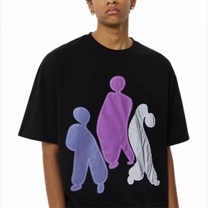 T-shirt décontracté pour homme en coton 100% avec motif brodé et col rond, tricoté avec des lettres, design personnalisé - Product Image 3