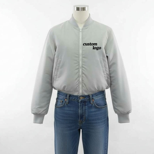 Chaqueta Bomber para Hombre Personalizada al por Mayor, OEM/Personalización, Alta Calidad, Color Gris Claro, Estilo Urbano, Cortavientos, Personalizable por Delante - Product Image 1