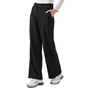 Pantalon de survêtement évasé à jambes larges pour femmes, 100% coton, vêtements de sport, impression de logo personnalisée, fermeture à cordon, service OEM - Product Image 5