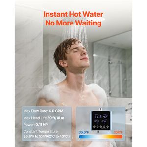 Kit Pompa Scaldabagno Elettrico Istantaneo Intelligente con Termostato, Timer e Schermo Digitale Integrato per Ricircolo Acqua Lavello - Product Image 2