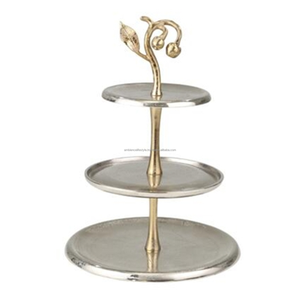 ขาตั้งเค้ก2ชั้นสีดำด้านทำจากไม้มะม่วงธรรมชาติและเหล็กโลหะทรงกลมจากบรรยากาศสำหรับการอบในครัว - Product Image 2