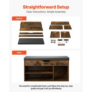 Banco para Zapatos de Entrada de 31.7 x 12.0 x 17.5 Pulgadas, Asiento Acolchado con Espacio de Almacenamiento Superior Abatible, Capacidad de 300 lb, Organizador de Asiento Acolchado para Banco - Product Image 6