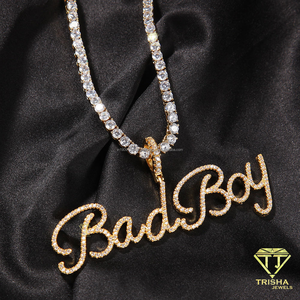 Collar con Colgante de Ángel de Moissanita Personalizado de Lujo, Diseño de Letra con Incrustaciones de Diamantes, Joyería con Nombre Personalizado, Moda Hip Hop - Product Image 3