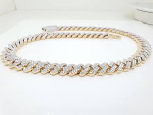 Nueva Llegada: Collar de Cadena con Diamantes de Moissanita Grandes Engastados, Cadena de Eslabones con Engaste Manual, Cadena Cubana Miami Grande de Plata y Oro - Product Image 2