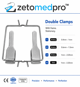 Double <b>Clamps</b> With <b>Frame</b> Stationary Artery 0.4-1mm 0.6-1.5mm 1-2.25mm Vein 1-2.25mm ZETOMEDPRO - Product Image 2