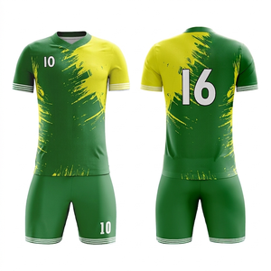 Maillot de football personnalisé pour homme, bleu, col en V, manches courtes, 100 % polyester, impression par sublimation, évacuation de l'humidité, coupe athlétique, tenue d'équipe - Product Image 2
