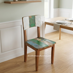 Handcrafted Rustic <b>Dining</b> <b>Chair</b> Reclaimed Boat Wood Eco-Friendly Original Color Indoor Outdoor Resort Home Villa Furniture - Product Image 4