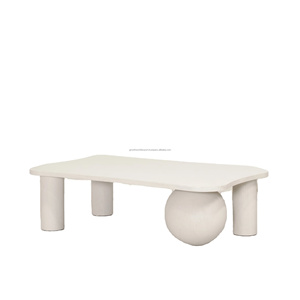 Designer Coffee <b>Table</b> with Unique Geometric Base Premium Finish Modern Artistic Coffee <b>Table</b> Luxury Living Room Statement Piece - Product Image 1