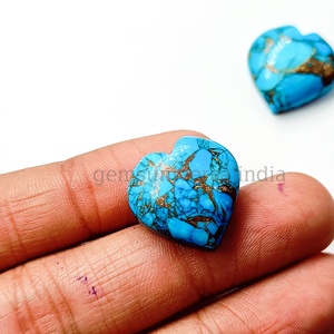 Copper <b>Turquoise</b> Smooth Heart Shape Carved Cabochon For Jewelry Making 20mm Loose Carving Gemstone <b>Bead</b> Crystal Charm Wholesale - Product Image 5