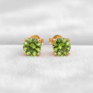 Pendientes de Peridoto Natural en Plata de Ley 925 con Baño de Oro de 14K, Piedra de Nacimiento de Agosto, Color Verde, Joyería Fina para Navidad - Product Image 5