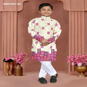 Kurta-Payjama de Rayón de Primera Calidad con Bordado Chickankari, Manga Larga, Bolsillo en un Solo Lado, Colección para Niños, Proveedor Indio - Product Image 1
