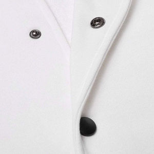 Chaqueta Varsity Blanca y Negra para Hombre, Corte Regular, Color Sólido, Cierre de Botones, Ropa Exterior Informal para Otoño - Product Image 6
