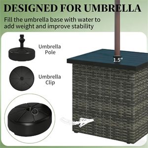 Mixed Gray <b>Square</b> Outdoor <b>Side</b> <b>Table</b> <b>Square</b> Coffee <b>Table</b> Patio Umbrellas & Bases - Product Image 4