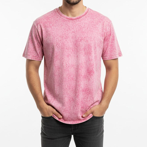 Camiseta con efecto acid wash para hombre, estilo retro, desgastada, de algodón suave, ligera, transpirable, ideal para entrenamiento en el gimnasio, uso diario y moda. - Product Image 1