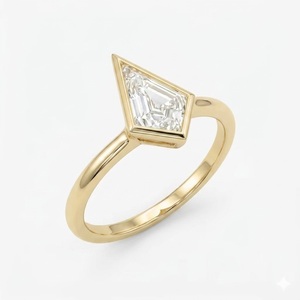 Certified 1ct Kite Cut Lab Grown Diamond in 14K Solid <b>Gold</b> Bezel <b>Set</b> Knife Edge Geometric Shield Shape Solitaire Engagement <b>Ring</b> - Product Image 6