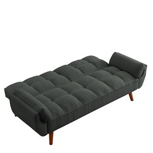Divano Letto Futon Convertibile in Lino con Schienale Regolabile e Gambe in Legno Massello per Piccoli Spazi, Arredamento per Soggiorno - Product Image 6