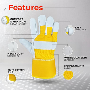 Gants de travail pour hommes, industriels, électriques, de sécurité, mécaniciens, antidérapants et anti-vibrations, en polyester et cuir - Product Image 2